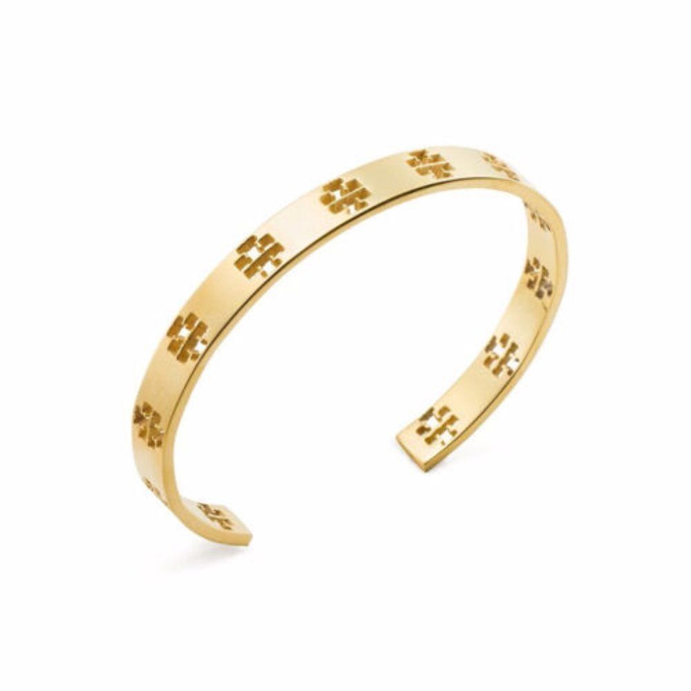 Tory Burch Signature Cut-out Cuff Bracelet - GOLD